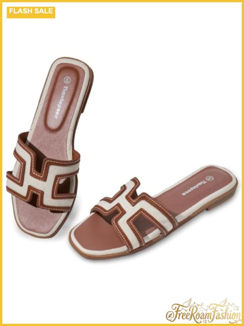 Women's Flat Slide Sandals Dressy Lightweight Comfortable Square Toe Slip-On